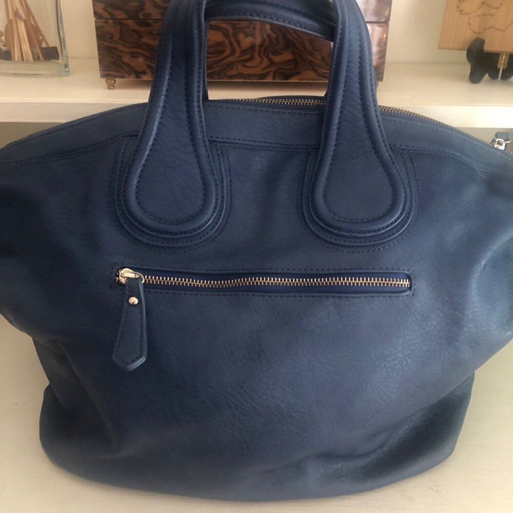 Blue Vachetta Scroll Leather & Lace Satchel Tote Bag - Picture 6 of 14